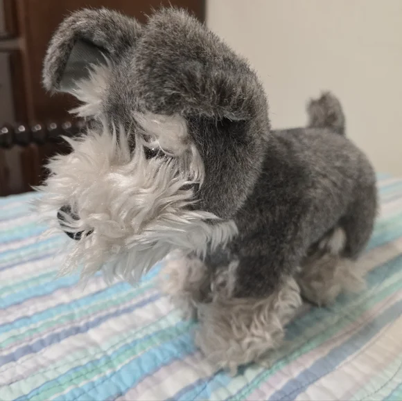 Terrier Dog Gray & White Plush Schnauzer Stuffed Animal - Picture 2 of 5